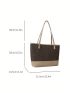 Geometric Pattern Contrast Binding Shoulder Tote Bag Elegant