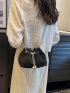 Mini Faux Pearl Decor Bucket Bag Fashion Black