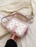 Mini Geometric Pattern Flap Square Bag Fashion Pink