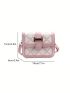 Mini Geometric Pattern Flap Square Bag Fashion Pink