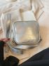 Mini Metallic Square Bag Funky Silver With Zipper