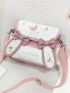 Bow Decor Cartoon Design Crossbody Bag Cute Pink