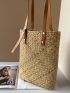 Minimalist Straw Bag Vacation Khaki For Summer