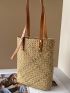 Minimalist Straw Bag Vacation Khaki For Summer