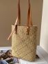 Minimalist Straw Bag Vacation Khaki For Summer