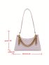 Crocodile Embossed Chain Decor Baguette Bag