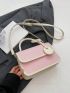 Mini Litchi Embossed Flap Square Bag Fashion Contrast Binding