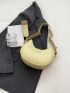 Buckle Decor Chain Pu Hobo Bag Yellow