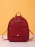 Minimalist Pocket Front Classic Backpack Fashion Red