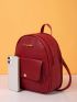 Minimalist Pocket Front Classic Backpack Fashion Red