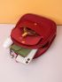 Minimalist Pocket Front Classic Backpack Fashion Red