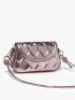 Rose Gold Quilted Flap Saddle Bag Funky With Adjustable Strap