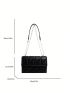 Quilted Flap Chain Square Bag Elegant Black