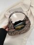 Snakeskin Print Hobo Bag Fashion With Zipper