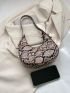 Snakeskin Print Hobo Bag Fashion With Zipper