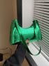 Metallic Crocodile Embossed Baguette Bag Funky Green