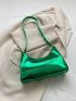 Metallic Crocodile Embossed Baguette Bag Funky Green