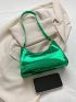 Metallic Crocodile Embossed Baguette Bag Funky Green