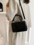 Mini Snakeskin Embossed Flap Square Bag Fashion Black