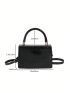 Mini Snakeskin Embossed Flap Square Bag Fashion Black