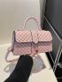 Geometric Pattern Flap Square Bag Pink Fashionable For Daily