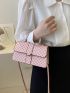 Geometric Pattern Flap Square Bag Pink Fashionable For Daily