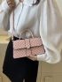 Geometric Pattern Flap Square Bag Pink Fashionable For Daily