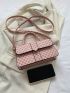 Geometric Pattern Flap Square Bag Pink Fashionable For Daily