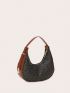 Small Geometric Graphic Hobo Bag Colorblock Zipper