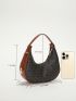 Small Geometric Graphic Hobo Bag Colorblock Zipper