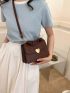 Small Embossed Detail Flap Square Bag Ruched Top Handle