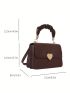 Small Embossed Detail Flap Square Bag Ruched Top Handle