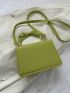 Small Embossed Detail Flap Square Bag Ruched Top Handle