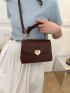 Small Embossed Detail Flap Square Bag Ruched Top Handle