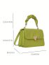 Small Embossed Detail Flap Square Bag Ruched Top Handle