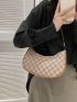 Small Geometric Pattern Hobo Bag Contrast Binding