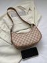 Small Geometric Pattern Hobo Bag Contrast Binding