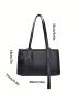 Medium Shoulder Bag Litchi Embossed Minimalist Black