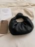 Medium Ruched Bag Minimalist Black Knot Decor