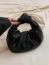 Medium Ruched Bag Minimalist Black Knot Decor