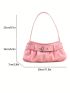 Medium Shoulder Bag Ruched Detail Buckle Decor