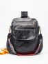 Minimalist Classic Backpack Medium Zipper Black Pu