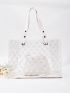 Clear Floral Graphic Shoulder Tote Bag With Inner Pouch