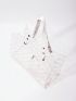 Clear Floral Graphic Shoulder Tote Bag With Inner Pouch