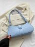 Crocodile Embossed Baguette Bag, Women's Solid Color Underarm Bag