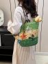 Floral Pattern Straw Bag Double Handle Vacation