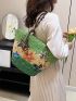 Floral Pattern Straw Bag Double Handle Vacation