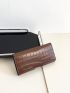 Crocodile Embossed Long Wallet Snap Button Elegant