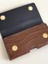 Crocodile Embossed Long Wallet Snap Button Elegant