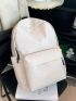 Minimalist Functional Backpack Medium Zipper Beige Preppy